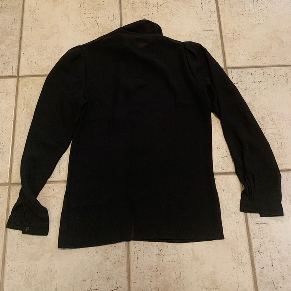 VINTAGE Boutique Chagall International Black Sheer Blouse Puff Sleeves Medium - Picture 3 of 7